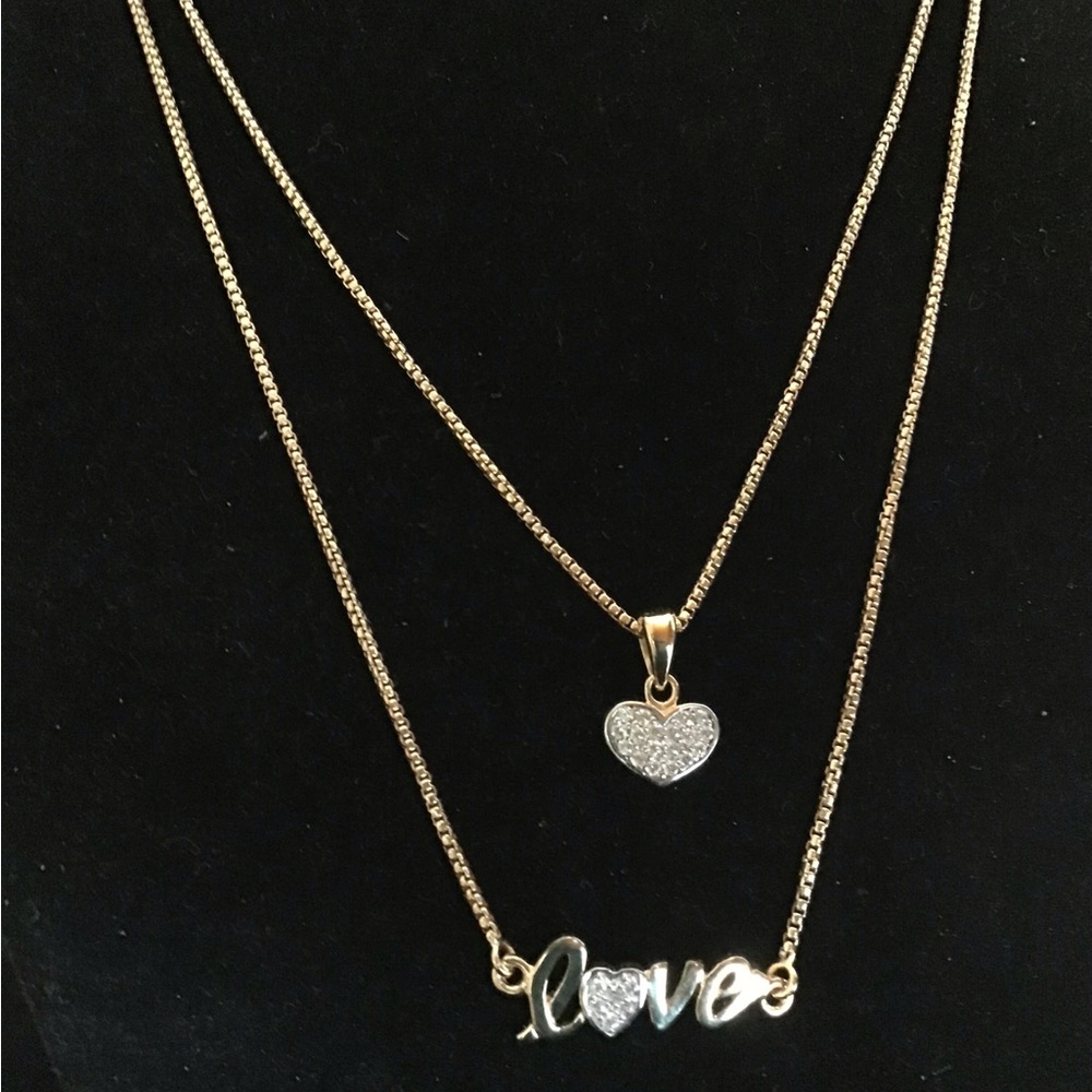 Beautiful two strand diamond necklace, both marked 925.